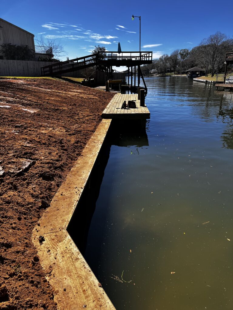 Bulkhead construction protecting shoreline near private dock