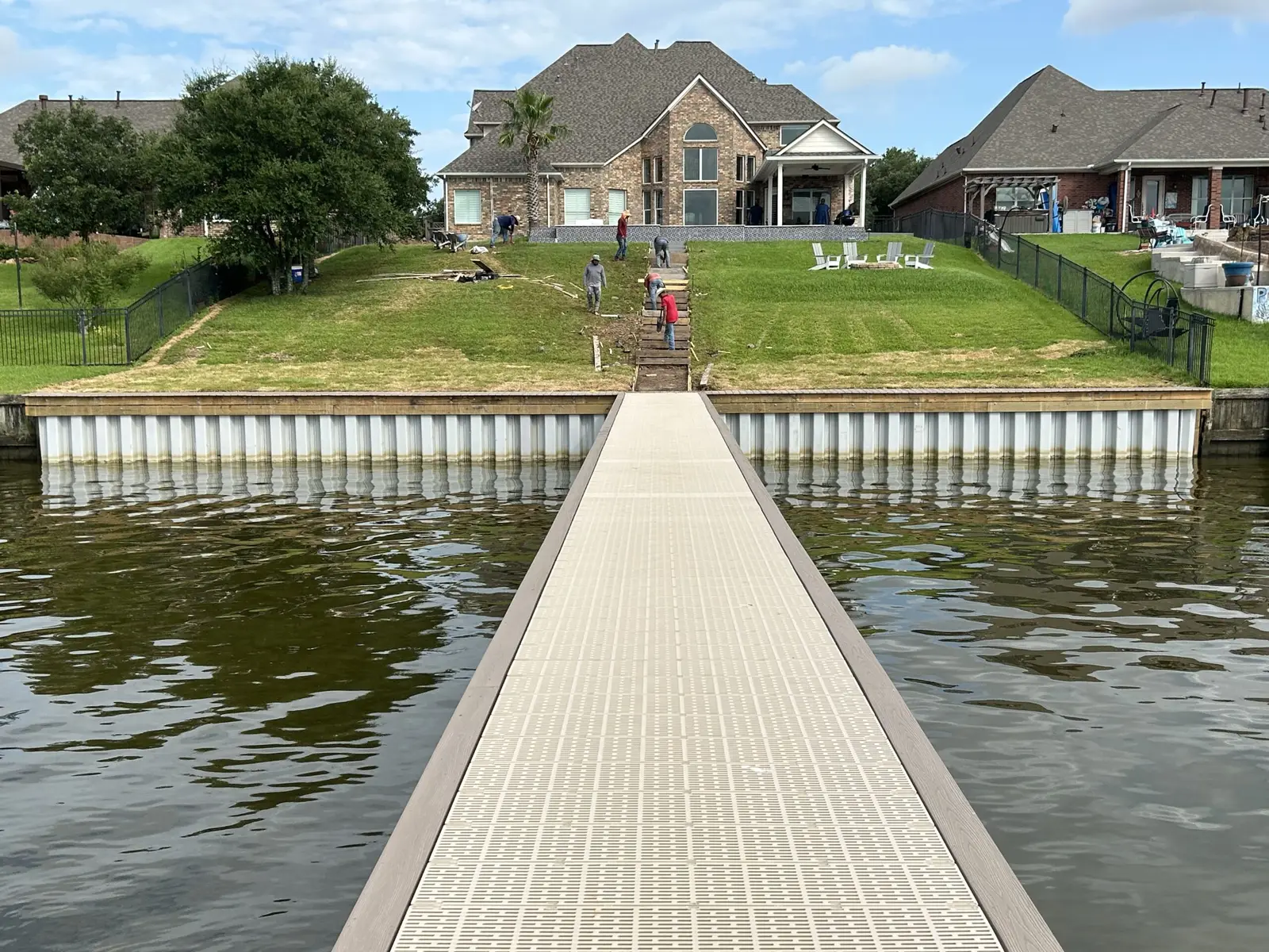 Marine grade bulkhead panels installed along Texas lakefront